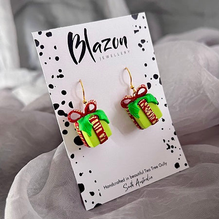 Christmas present novelty dangle earrings 