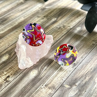 big stud earrings red yellow purple