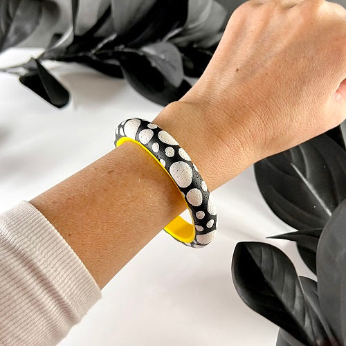 yellow Black and white spots chunky bangles 