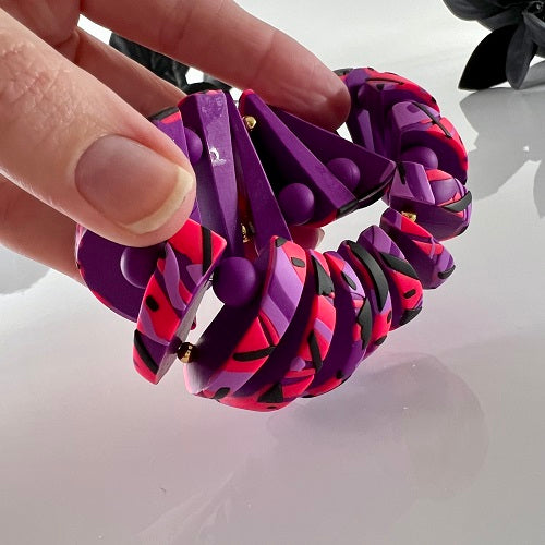 chunky stretch bracelet purple orange