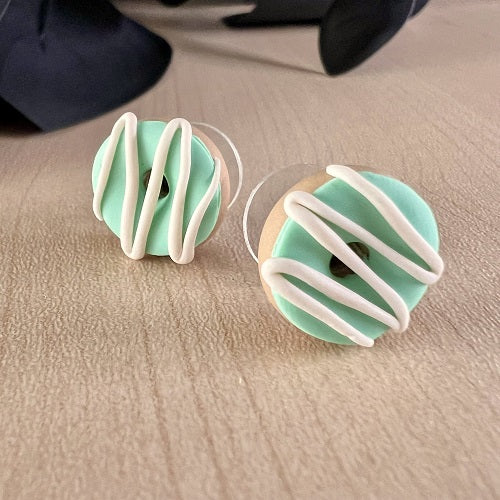 mint iced donut stud earrings