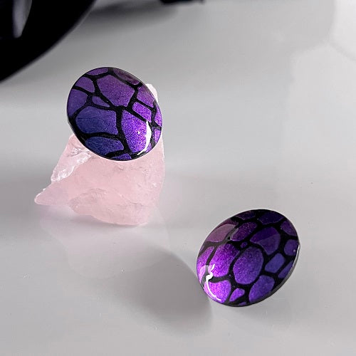 large stud earrings chameleon blue purple pink