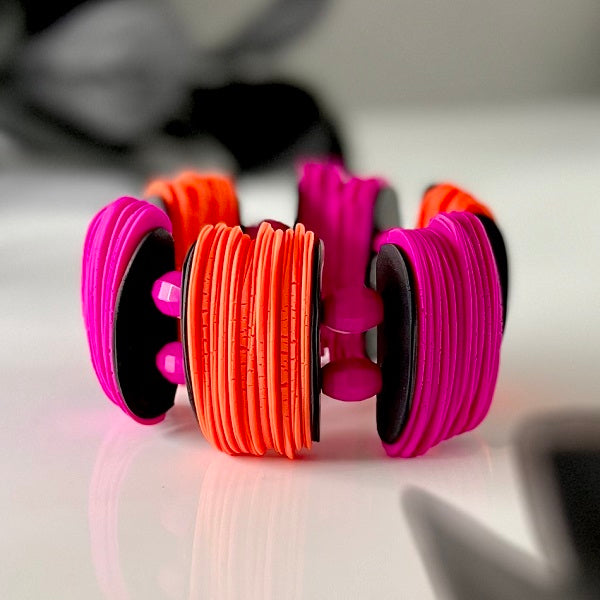 Chunky stretch bracelet pink orange