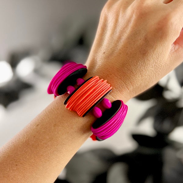 Chunky stretch bracelet pink orange