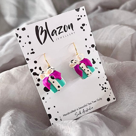 Bright colour present novelty dangle earrings 