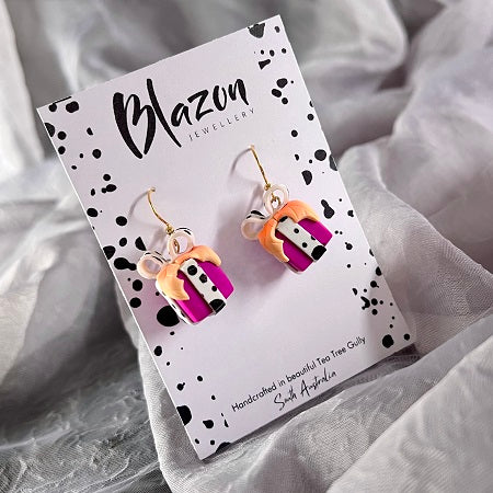 Bright colour present novelty dangle earrings 