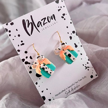 Bright colour present novelty dangle earrings 