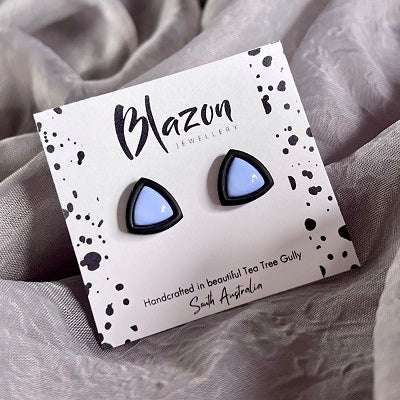 Small inlay stud earrings, black outline & coloured centre, CHOOSE YOUR COLOUR