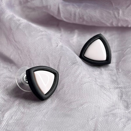 Small inlay stud earrings, black outline & coloured centre, CHOOSE YOUR COLOUR