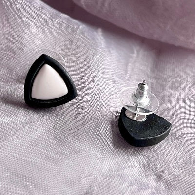 Small inlay stud earrings, black outline & coloured centre, CHOOSE YOUR COLOUR