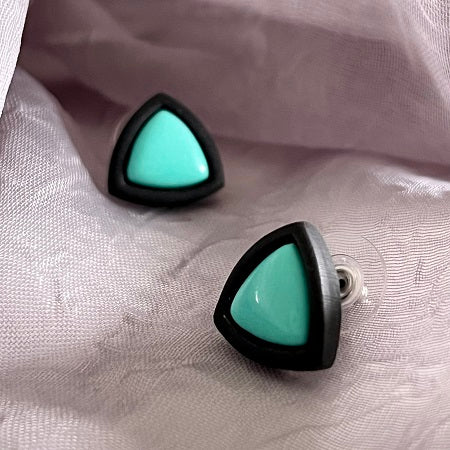 Small inlay stud earrings, black outline & coloured centre, CHOOSE YOUR COLOUR