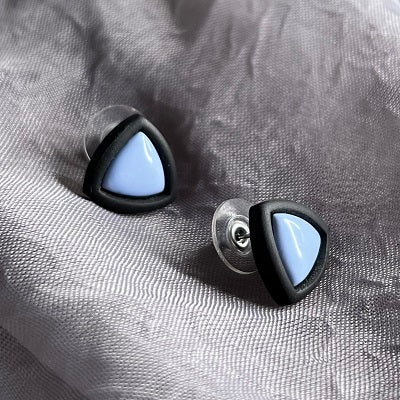 Small inlay stud earrings, black outline & coloured centre, CHOOSE YOUR COLOUR