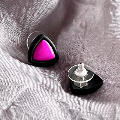 Small inlay stud earrings, black outline & coloured centre, CHOOSE YOUR COLOUR