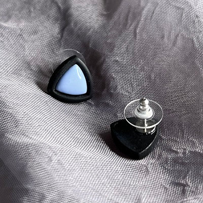 Small inlay stud earrings, black outline & coloured centre, CHOOSE YOUR COLOUR