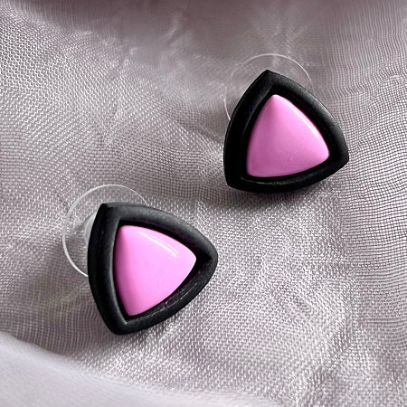 Small inlay stud earrings, black outline & coloured centre, CHOOSE YOUR COLOUR