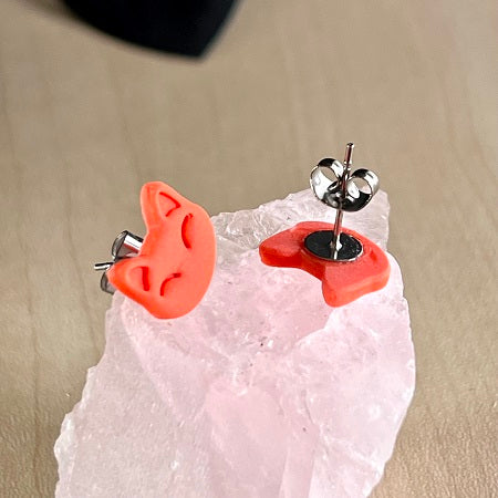 Stud earrings cat orange