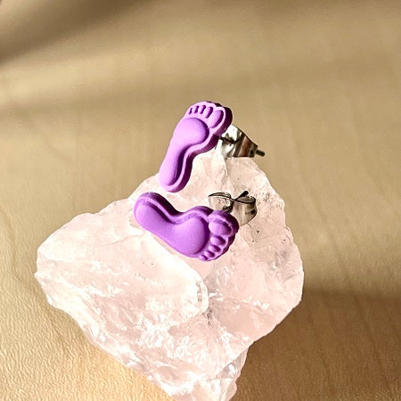 stud earrings footprints Lavender