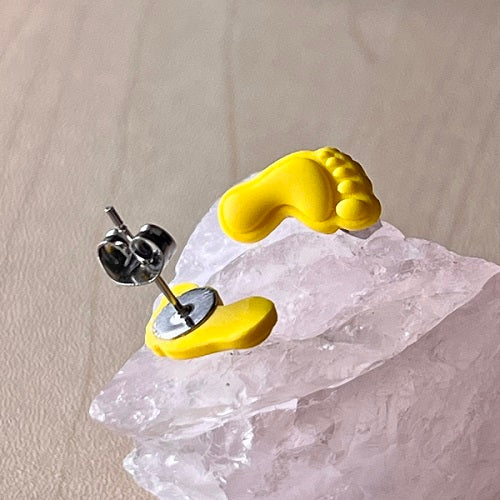 stud earrings footprints yellow