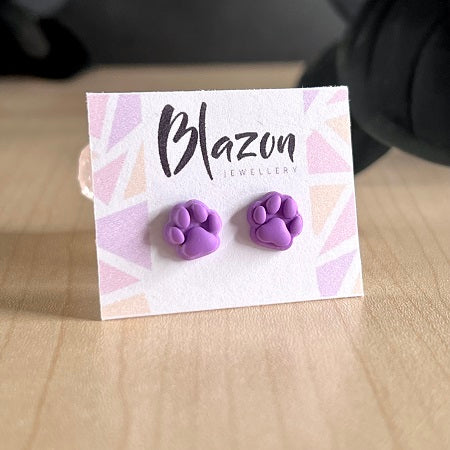 Stud earrings paw prints