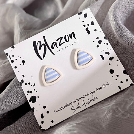 Small inlay stud earrings, white outline & coloured centre, CHOOSE YOUR COLOUR