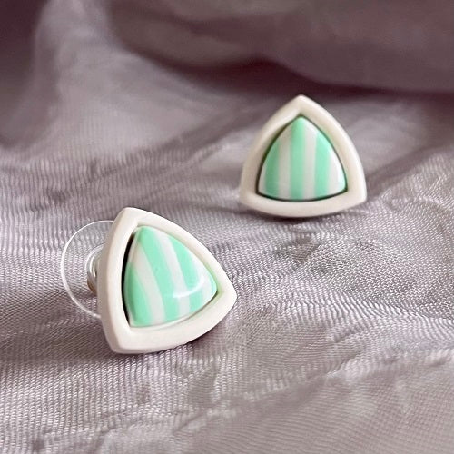 Small inlay stud earrings, white outline & coloured centre, CHOOSE YOUR COLOUR