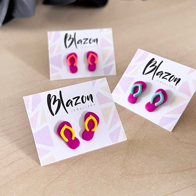 stud earrings thongs dark pink