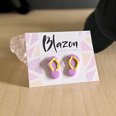 stud earrings thongs lavender purple