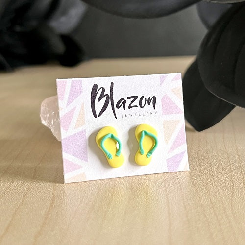 stud earrings thongs lemon yellow