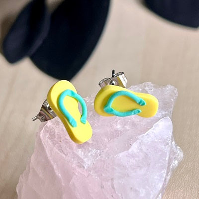 stud earrings thongs lemon yellow