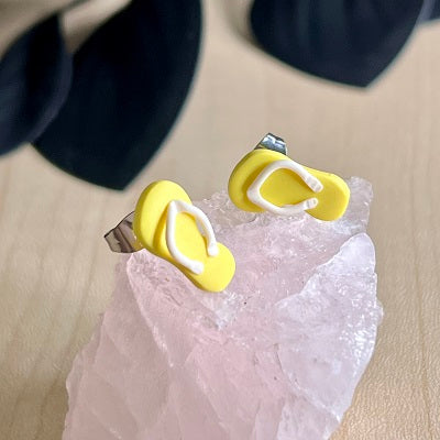 stud earrings thongs lemon yellow