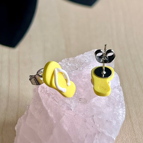 stud earrings thongs lemon yellow