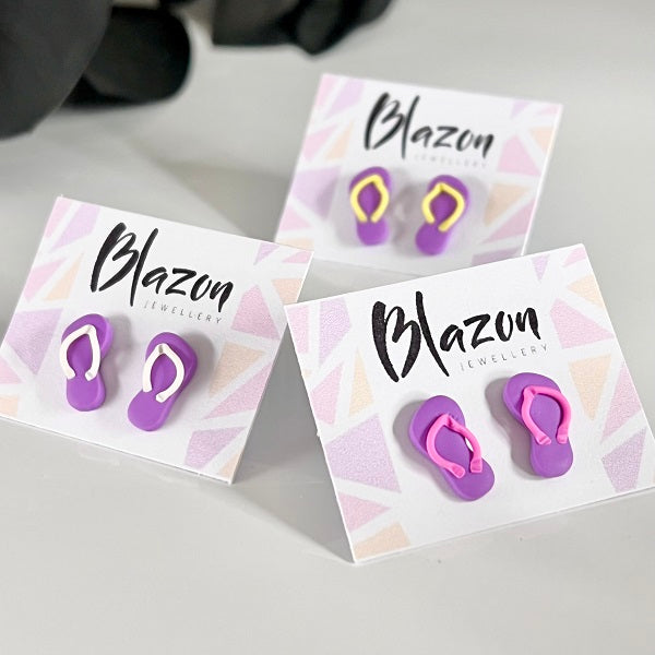 stud earrings thongs purple