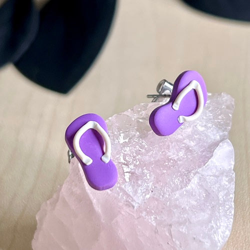 stud earrings thongs purple