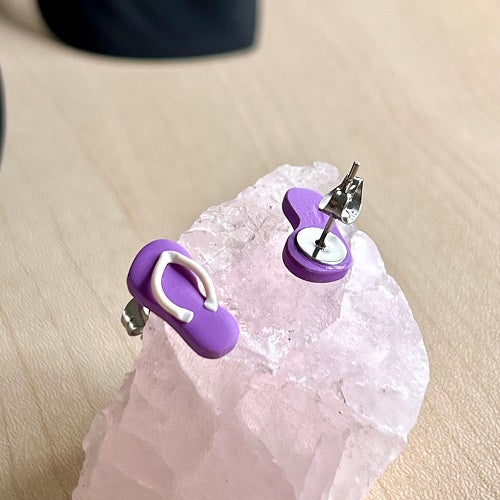 stud earrings thongs purple