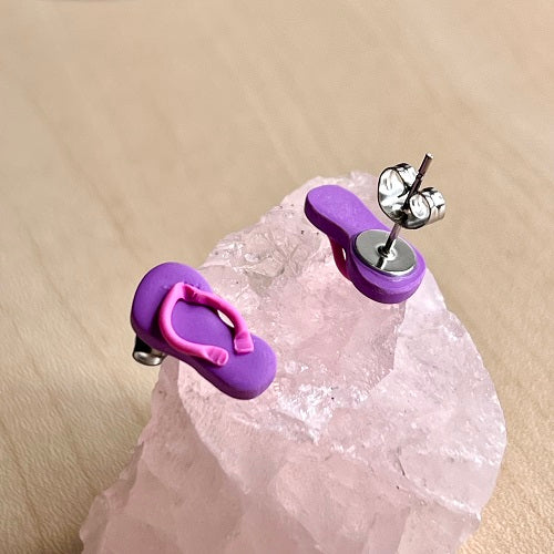 stud earrings thongs purple