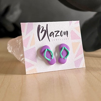 stud earrings thongs purple