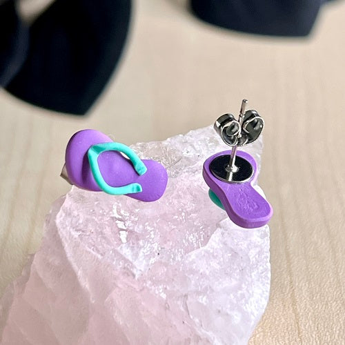 stud earrings thongs purple