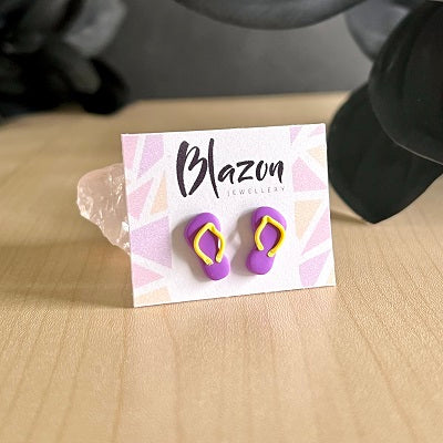 stud earrings thongs purple