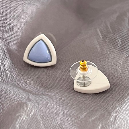 Small inlay stud earrings, white outline & coloured centre, CHOOSE YOUR COLOUR