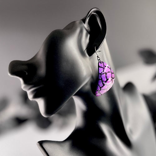 Large triangle earrings chameleon purple