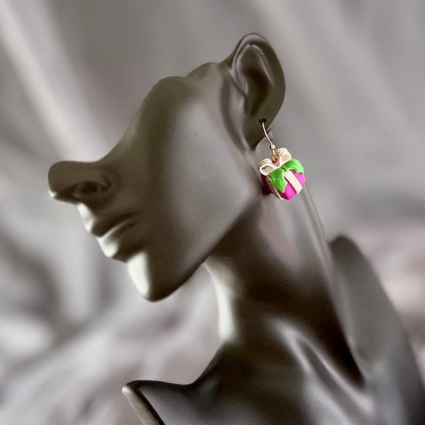 Christmas present novelty dangle earrings 