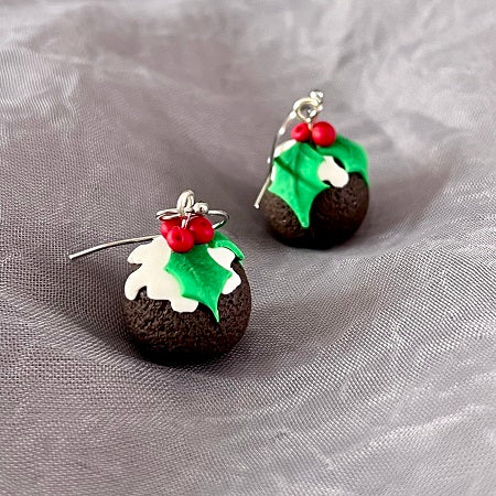 Christmas puddings dangle earrings